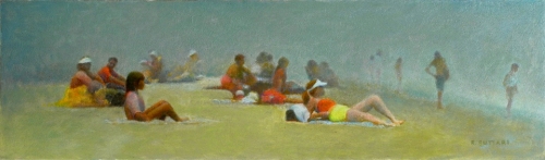  Rick Buttari, Beach Scene With Orange And Yellow, 6 X 20, Oil on Linen